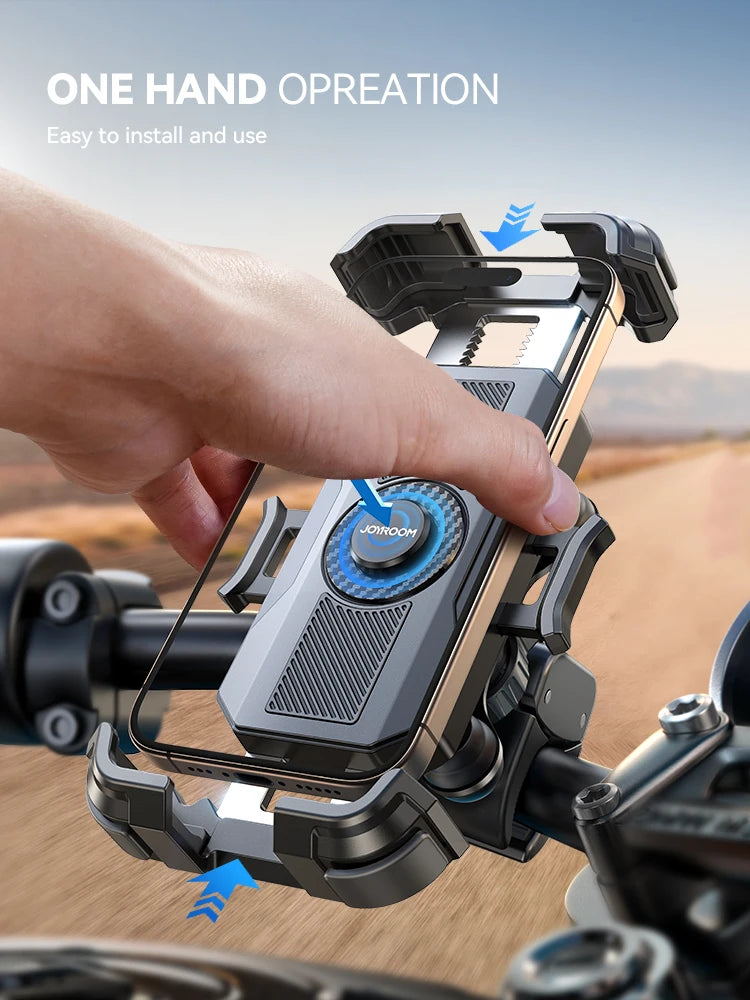 JOYROOM Anti-Vibration Motorcycle Phone Mount – Shockproof Quick-Install Holder with Vibration Dampener for 4.7–7" Phones