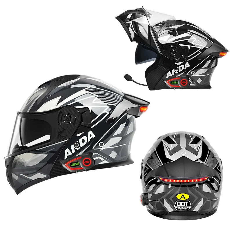 Modular Helmets – DOT Approved Bluetooth Motorcycle Helmet, Dual Visor & LED Tail Light