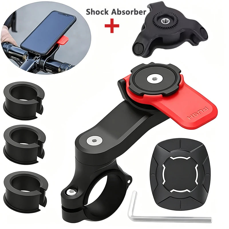 QUAD LOCK Anti-Vibration Motorcycle Phone Mount – Universal Shock-Absorbing Handlebar Holder for Bikes & Scooters