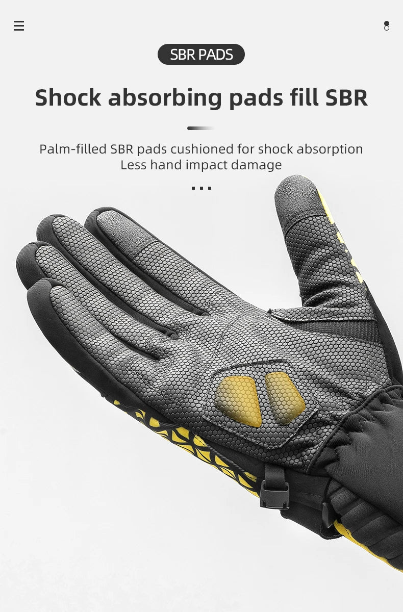 ROCKBROS Winter Warm Bike Gloves Touch Screen Windproof Thermal Motor Bicycle Gloves Men Women SBR Pad Shockproof Cycling Gloves
