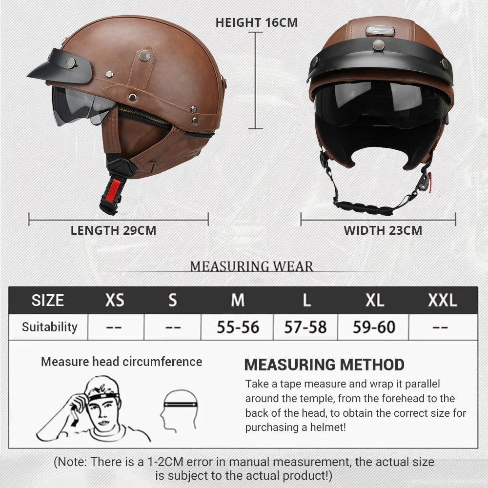 Vintage Leather Half Helmet for All Seasons