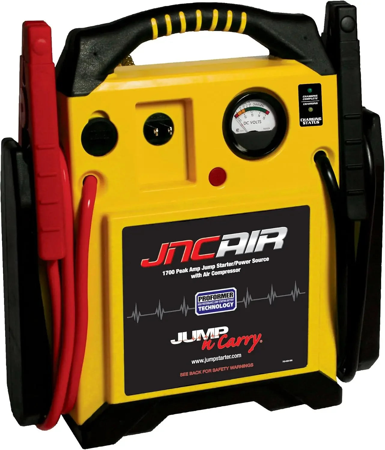 Jump-N-Carry JNCAIR Motorcycle & Car Jump Starter 1700 Peak Amp with Air Compressor 12V Lead-Acid AGM