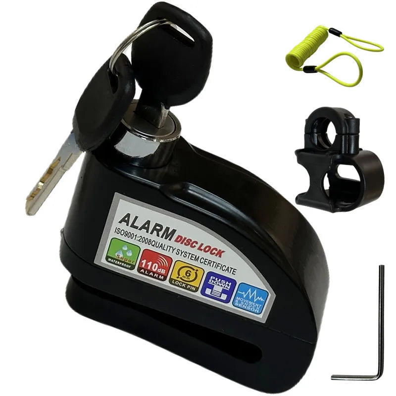 Falante Motorcycle Alarm Lock Safety Anti-Theft Disc Brake Aluminum Alloy Motorbike Bicycle Accessories – Model 8302 – 21x14x4cm – 18 Color Styles