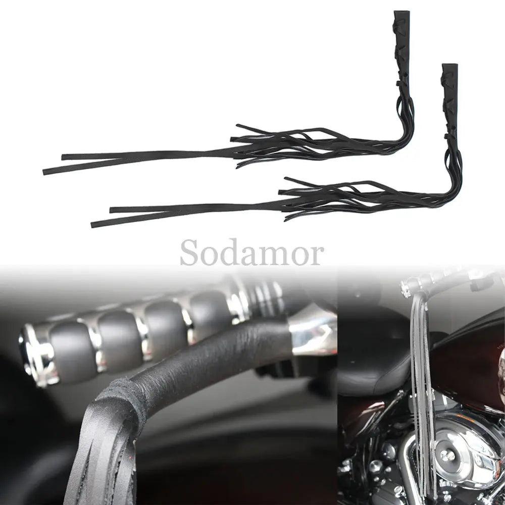 Universal Harley / Honda / Yamaha / Suzuki PU Leather Brake & Clutch Lever Cover – Fringe Tassels – Black – 1 Pair – $15