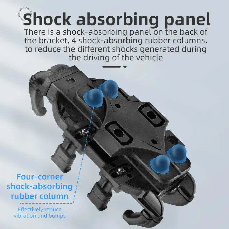 ROCKBROS Anti-Vibration Motorcycle Phone Mount – Adjustable Non-Slip Holder with Shock Absorber