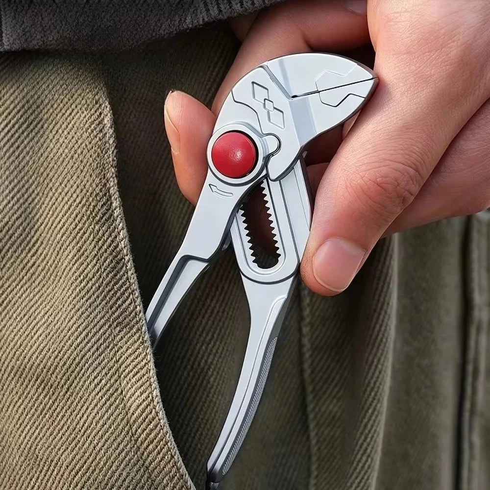 4-Inch Adjustable Water Pump Pliers – Brake Caliper Tools – Mini Multifunctional Plumbing Pipe Wrench 18-Position Push-Lock Teflon Coated Alloy Steel – Black / Silver – $28