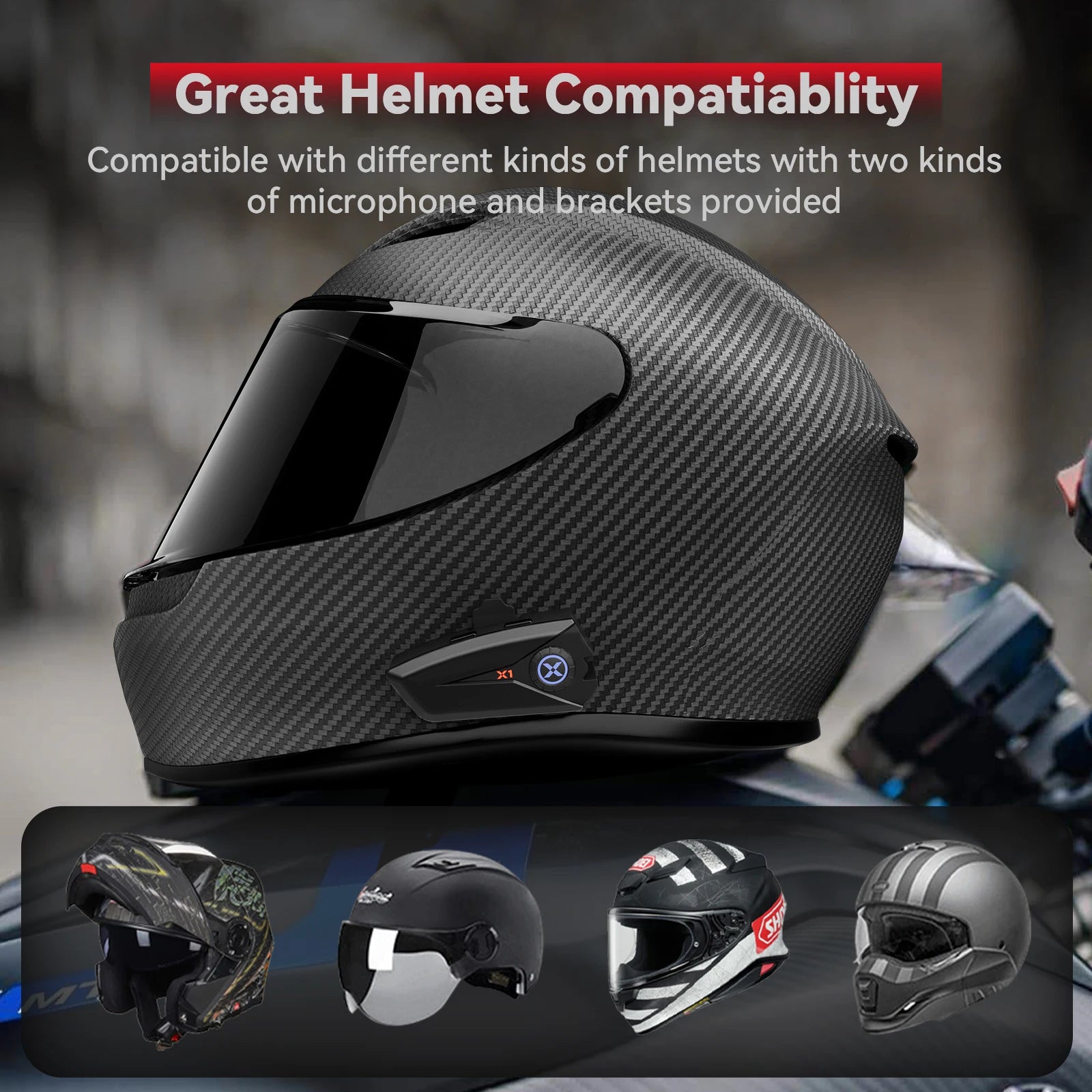 XGP X1 Motorcycle Bluetooth Headset – Voice Control & Auto Call Answer