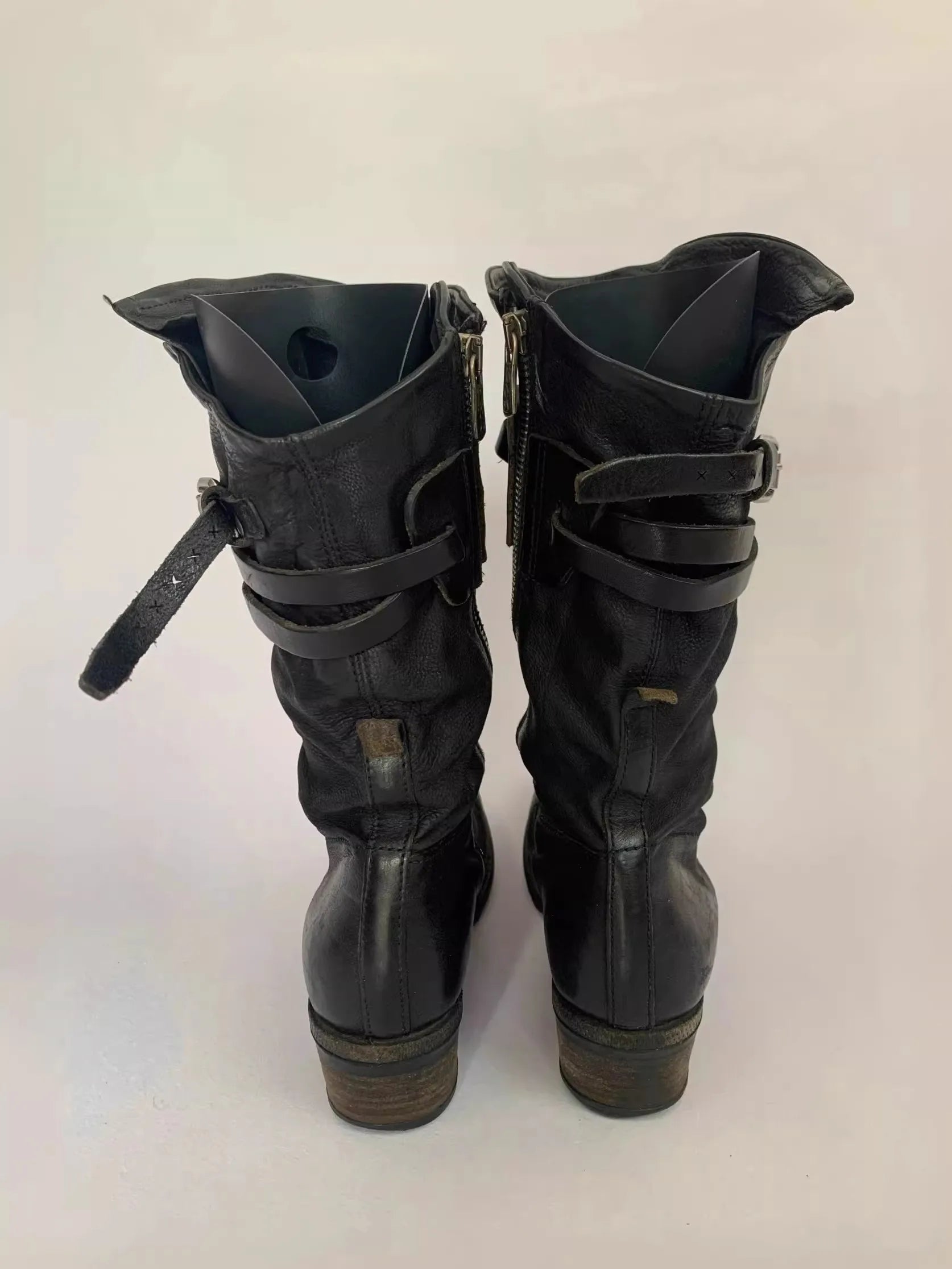 Riding Boots – Retro Motorcycle Boots for Men & Women, Side Zipper & Buckle Strap