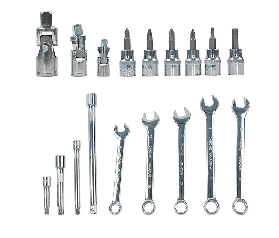 tungfull 121-Piece Chrome Vanadium Steel Socket Ratchet Wrench Set – Auto & Motorcycle Repair – Storage Box – $188