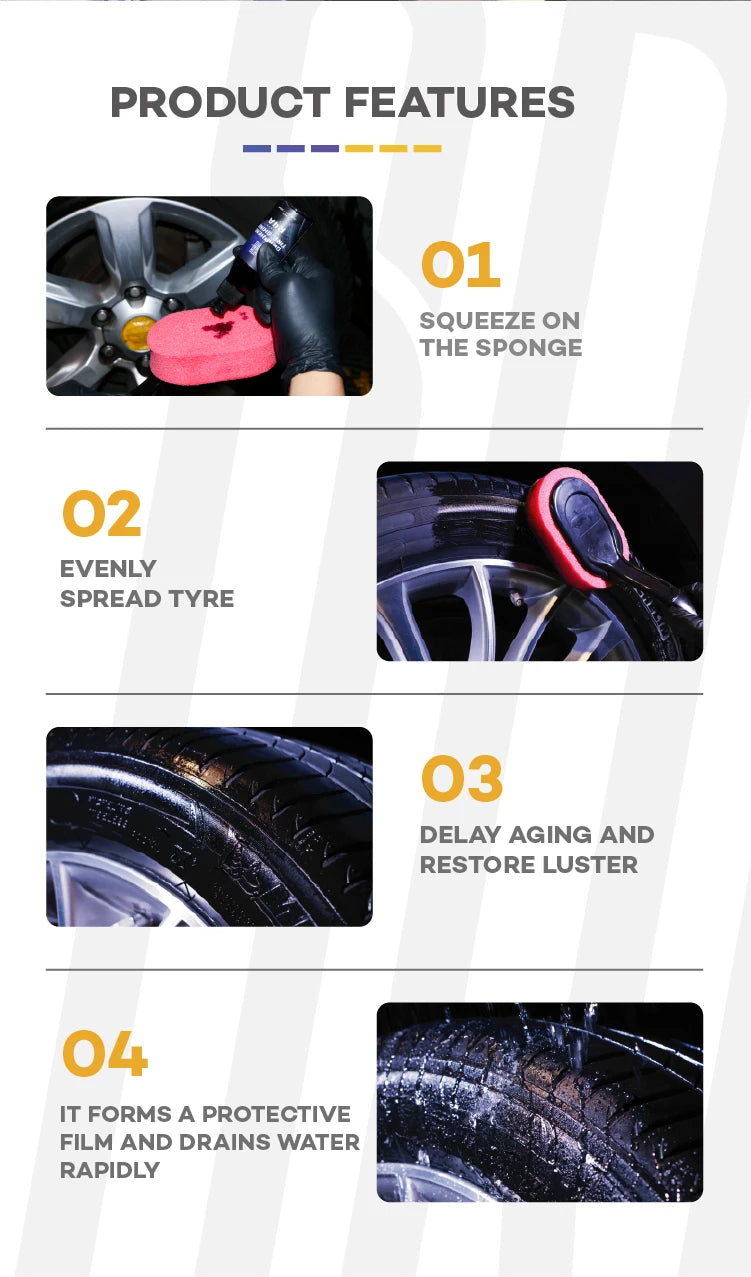 Graphene Acrylic Tire Shine Spray Coating – No Sling Long-Lasting Deep Black UV Protection Dirt Repellent – 100ml / 473ml – $10–42