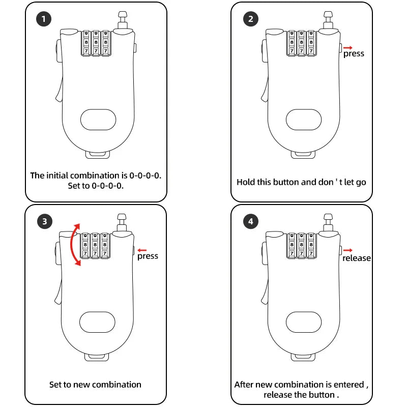 DOMEN Bicycle Steel 3 Digit Cable Code Lock Outdoor Waterproof Motorcycle Helmet Anti-Theft Chain Password Lock Bike Accessories