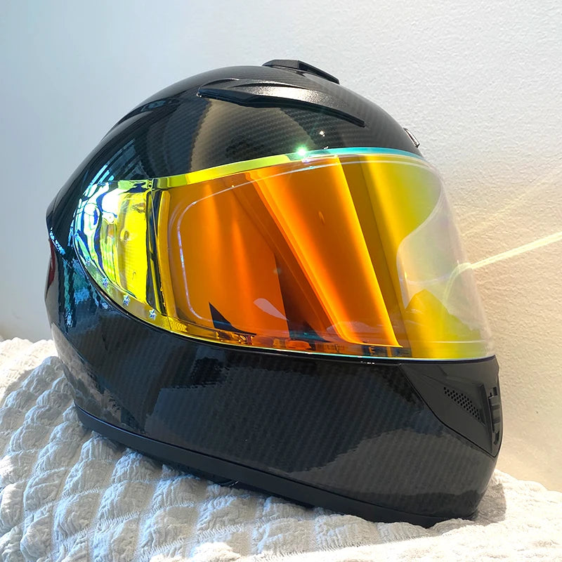 Carbon Fiber Helmets – DOT Certified Full Face Motorcycle Helmet, Colorful All-Season Design for Men & Women