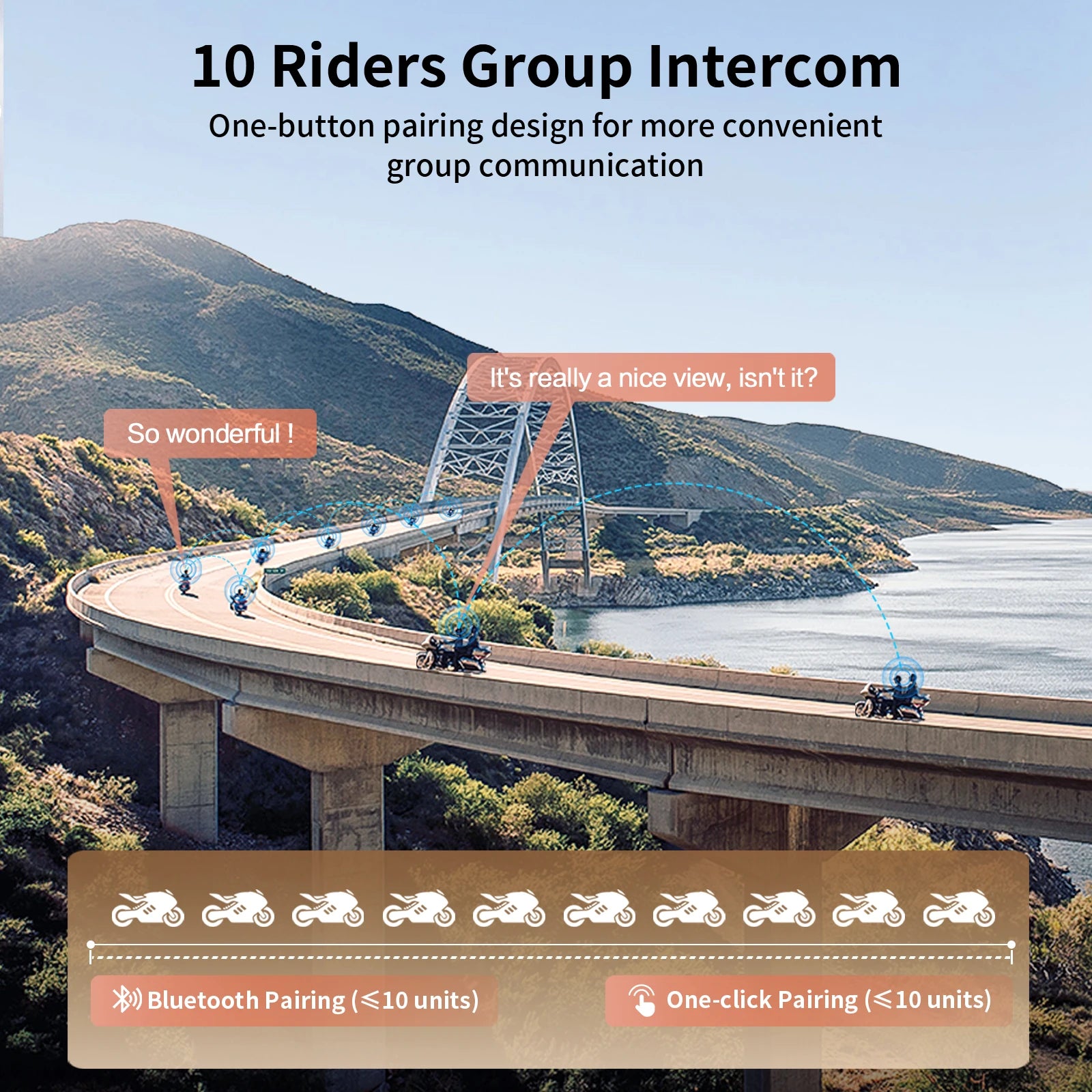 Fodsports FX8 Pro Motorcycle Bluetooth Intercom – 10-Rider Group Communication
