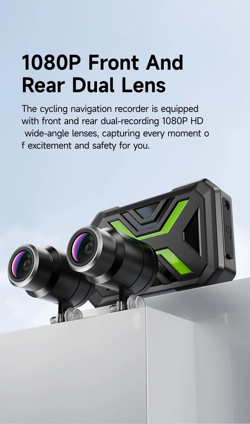 JIUYIN M802 Motorcycle Dash Cam Dual 1080P WiFi IPx67 Waterproof F1.8 Starlight Night Vision 160° Dual Image Stabilization Parking Monitor Front Rear Motorcycle Camera DVR