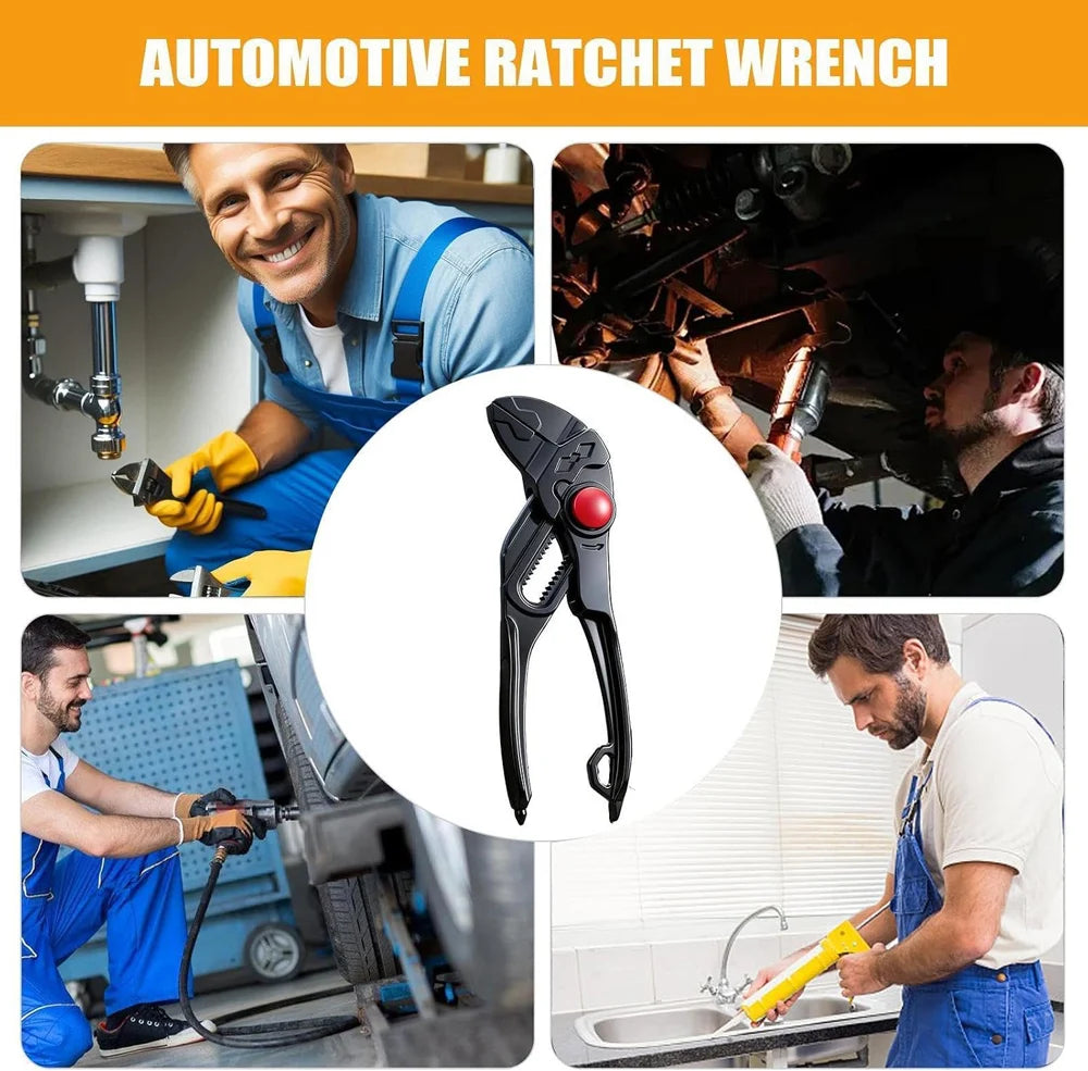 4-Inch Adjustable Water Pump Pliers – Brake Caliper Tools – Mini Multifunctional Plumbing Pipe Wrench 18-Position Push-Lock Teflon Coated Alloy Steel – Black / Silver – $28