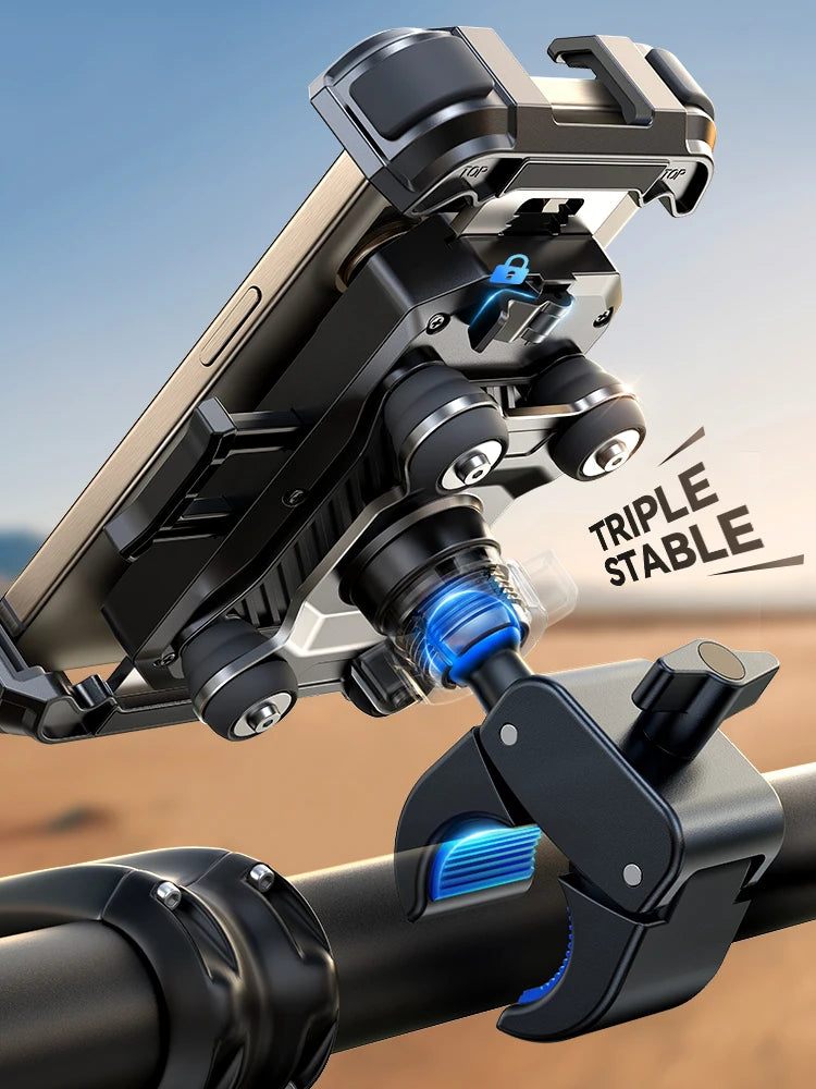 JOYROOM Anti-Vibration Motorcycle Phone Mount – Shockproof Quick-Install Holder with Vibration Dampener for 4.7–7" Phones