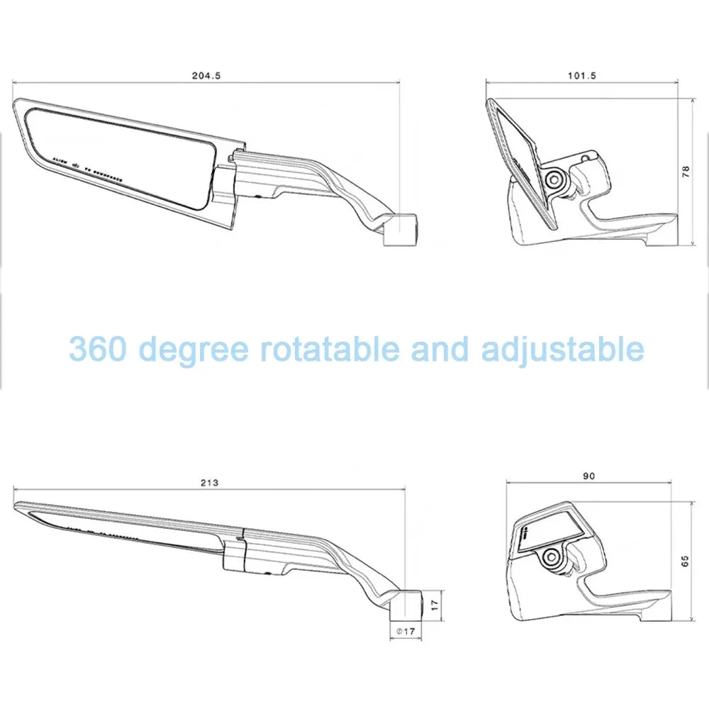 Kawasaki Z-Series Rotatable Winglet Rearview Mirror Pair 360° Adjustable for Z1000 Z900 Z800 Z750 Z650 Z400 Z300 Z250 Z125