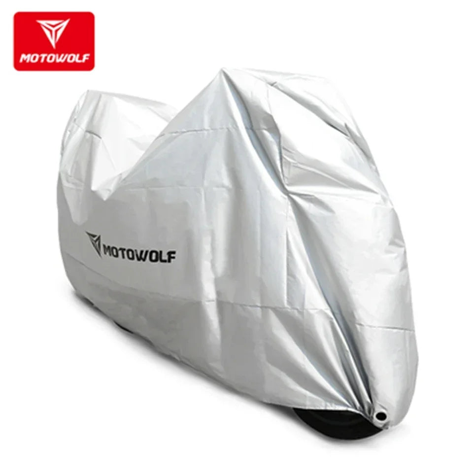 MOTOWOLF Oxford Waterproof Scooter Cover Universal All Weather Motorcycle Protector Anti UV Dustproof with Lock Holes – Polyester Taffeta Oxford Cloth M-4XL Silver Black 4 Season
