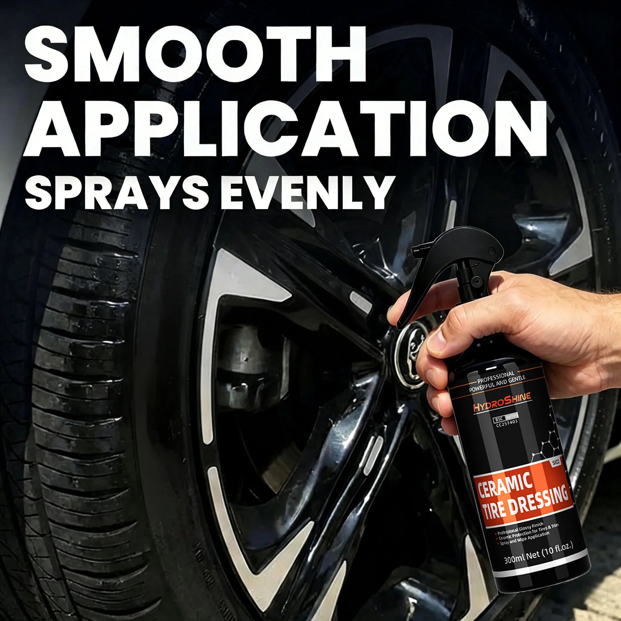 Hydroshine Ceramic Tire Dressing – Black Wet Look Tire Shine Deep Glossy Finish UV Protection Long-Lasting – 50ml / 100ml / 300ml – $14–35