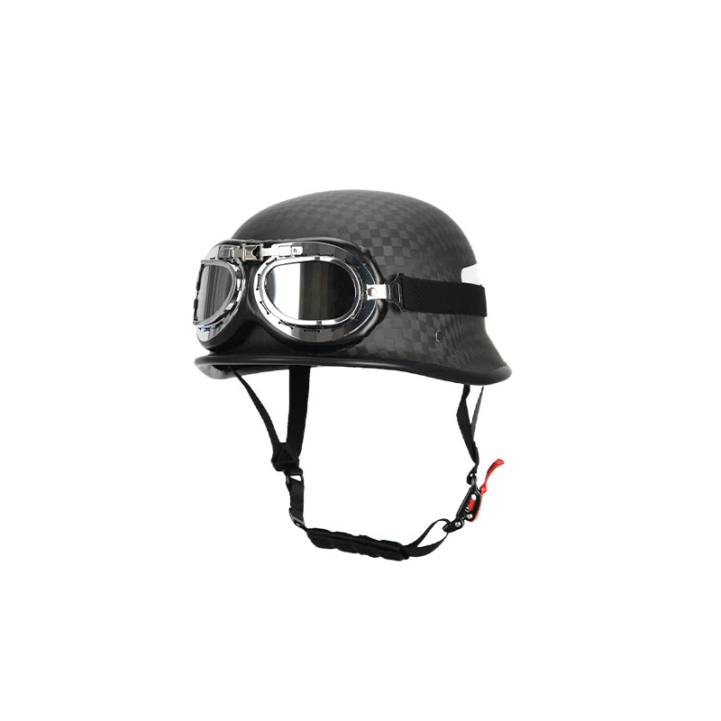 Carbon Fiber Helmets – Forged Carbon Fiber Retro Half Face Motorcycle Helmet, German-Style Lightweight Design