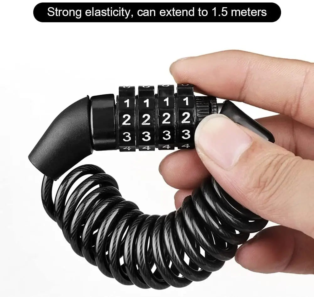 Helmet Lock Anti-theft 4 Digit Password MTB Road Bike Locks For Scooter Motorcycle Portable Cycling Bicycle Cable Lock