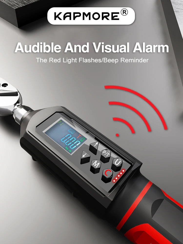 KAPMORE KAP-01 Digital Torque Wrench – ±2% Accuracy – LED + Buzzer Alert – 4 Units (Nm/ft-lb/in-lb/kgf-cm) – 0.15–100 Nm – from $113