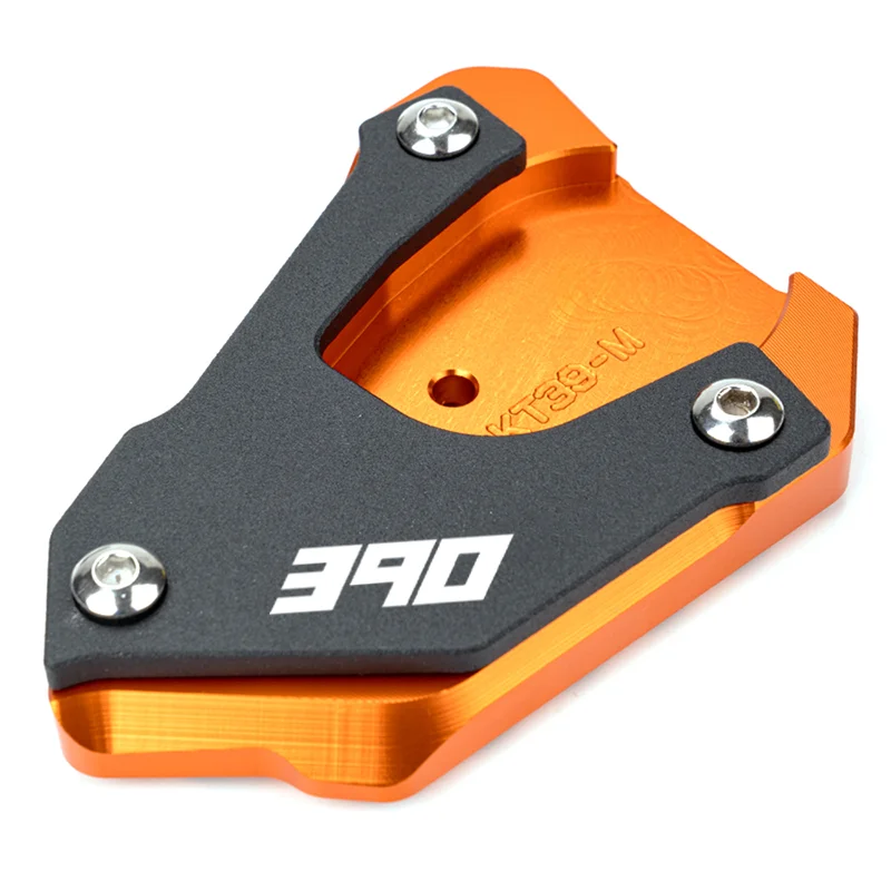 For KTM Duke390 RC390 390 Adventure Duke RC 390 Motorcycle CNC Kickstand Side Stand Enlarge Pad Extension Plate Tire Valve Caps – Aluminum Grey Black Orange Combo 1pcs 2pcs 3pcs