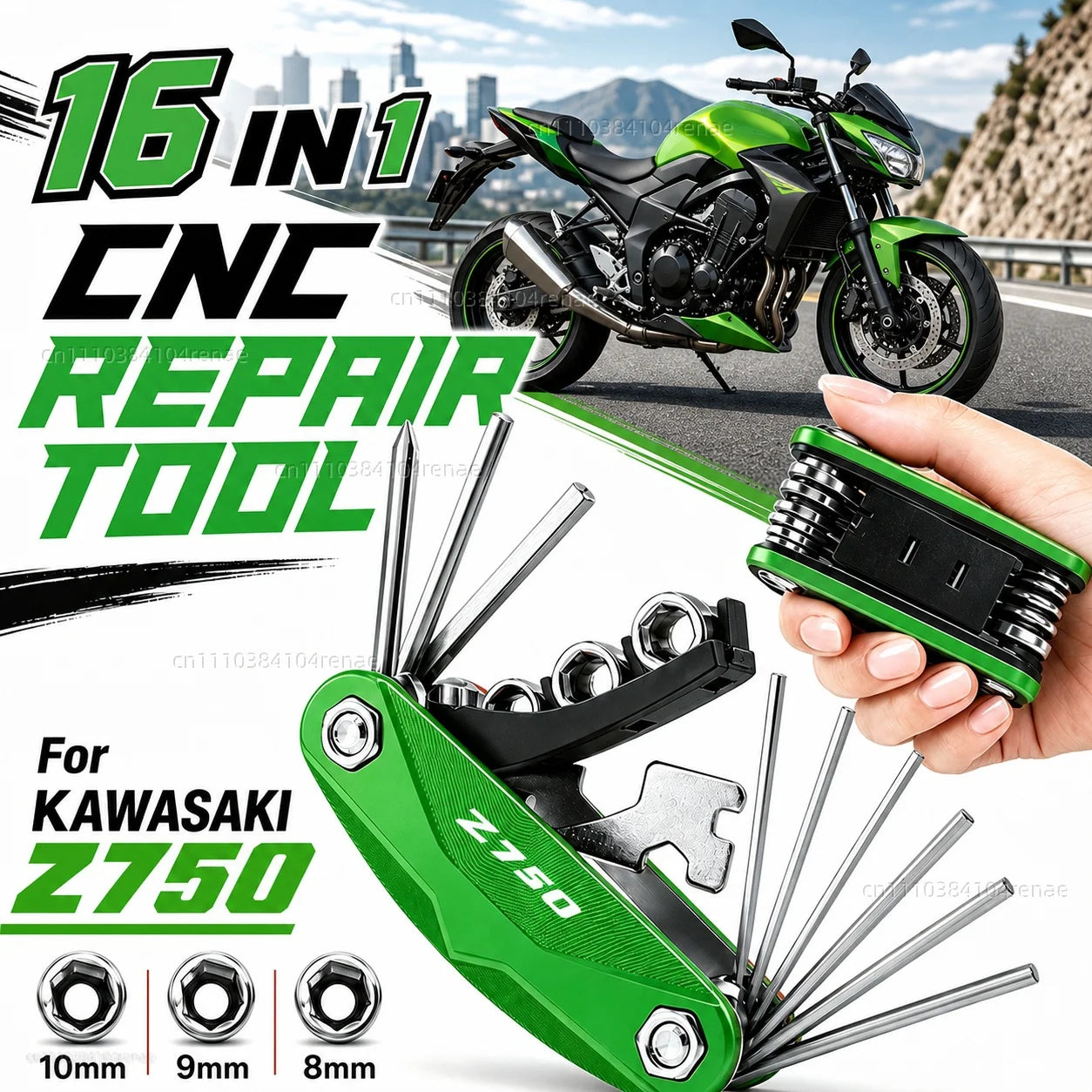 DragonflyMoto Kawasaki Z750 / Z750R / Z750S Multi-Tool Kit – CNC 6061 Anodized Aluminum – 6 Colors – Screwdriver + Wrench + Hex Key – $29