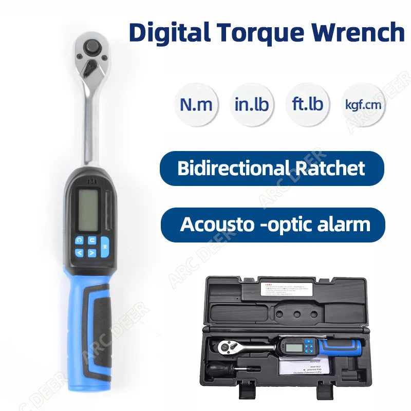 ARC DEER Digital Torque Wrench – Peak + Track Mode – Data Storage – ±2% CW – LED + Buzzer – 1.5–60 Nm – from $129