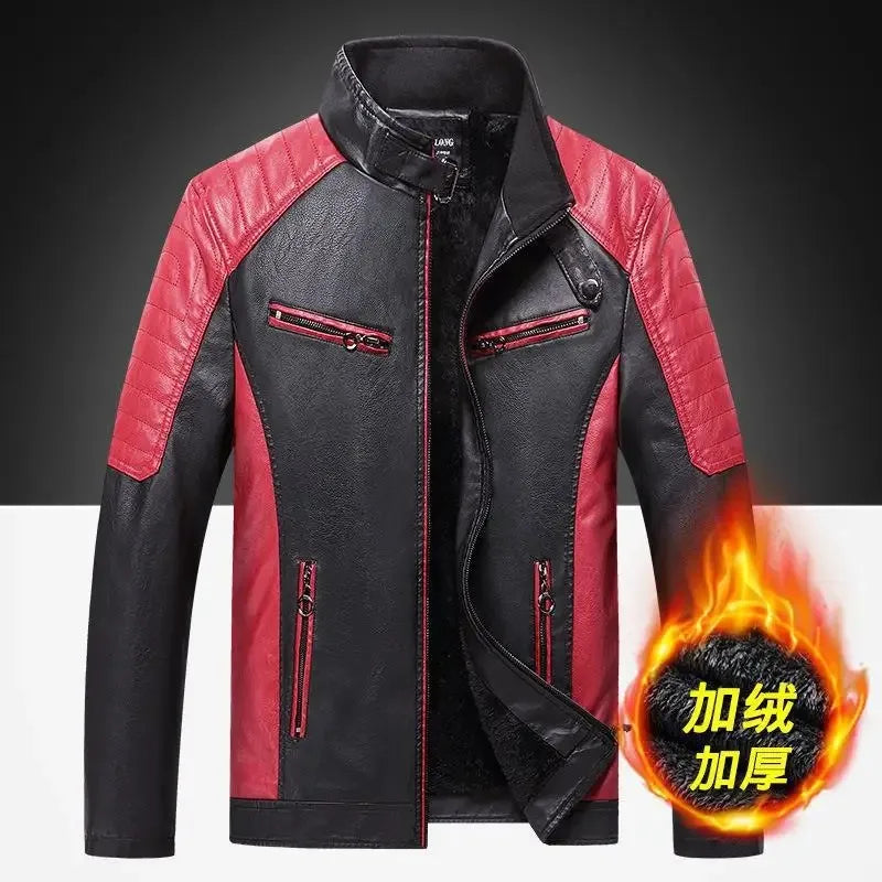 Motorcycle retro patch leather cool windproof jacket