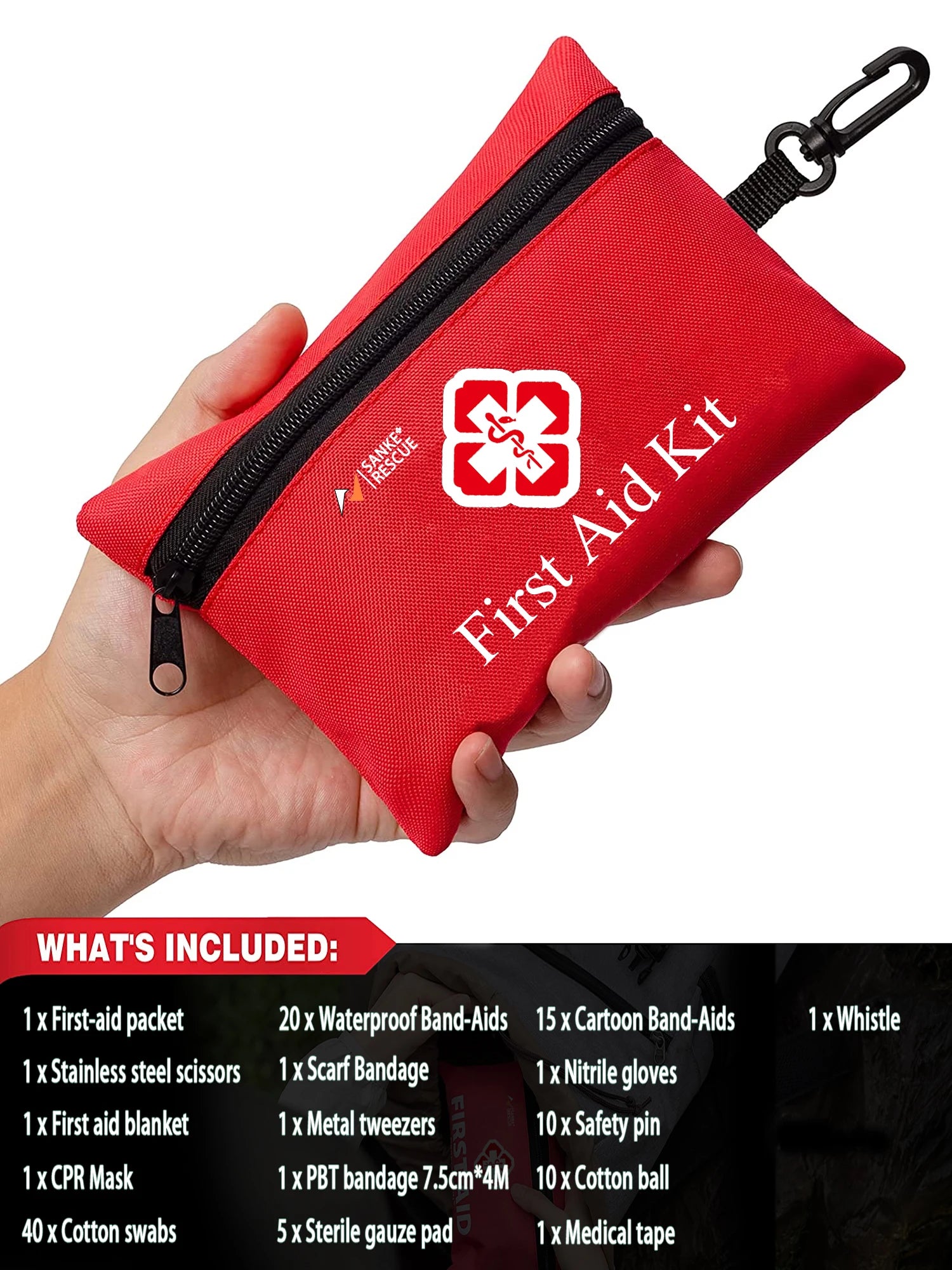 Sanke Rescue Multi-Purpose First Aid Kit 26 to 330 Pieces Waterproof Nylon Bag for Outdoor Hunting Hiking Camping Motorcycle Travel Home