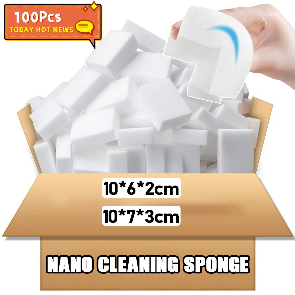 High Density Nano Melamine Magic Eraser Sponge – 5 to 100 Pcs – Motorcycle & Car Cleaning Care Tool – 10×6×2cm / 10×7×3cm – $14