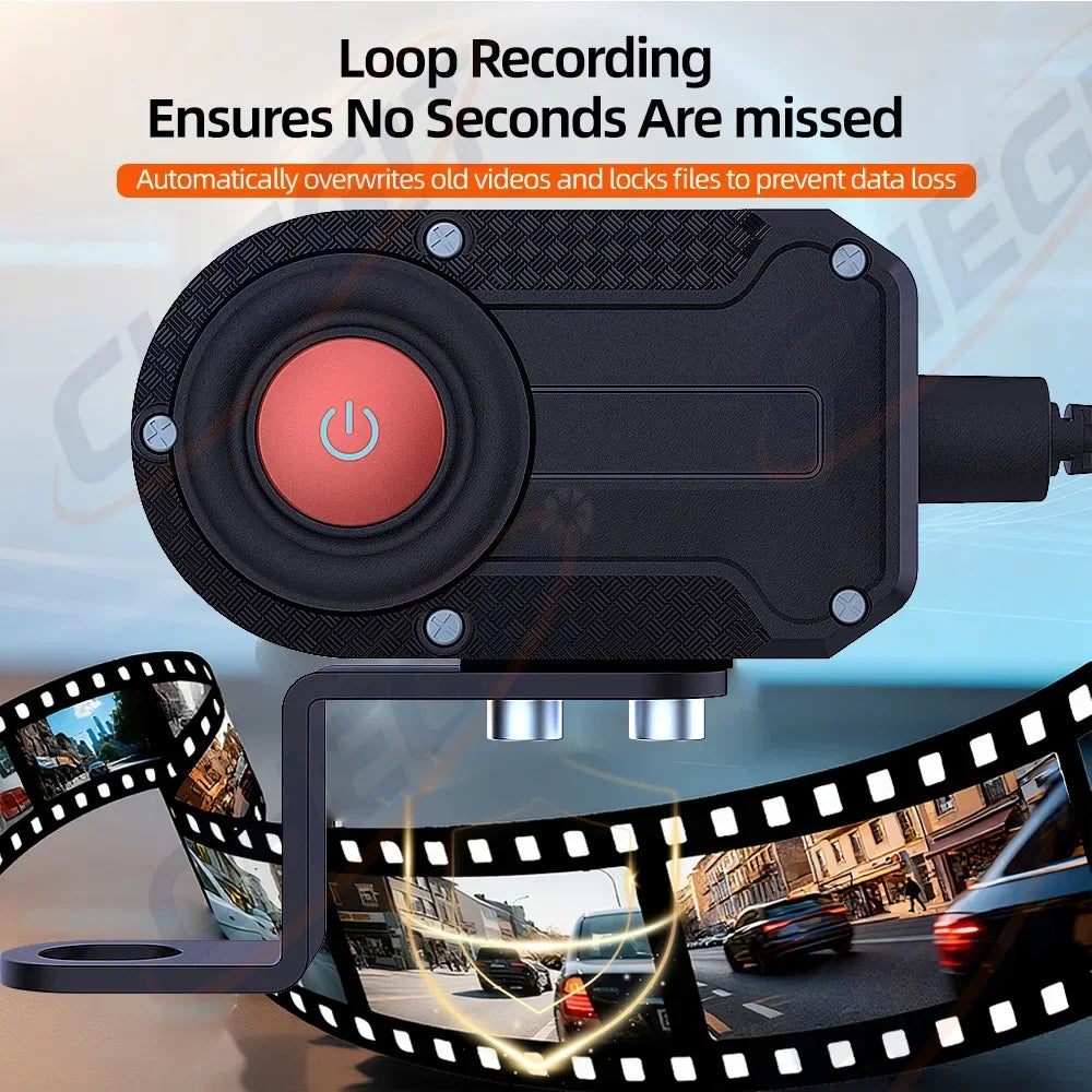 WDSZKMYF 2K HD IP66 Waterproof Mini Motorcycle Dash Cam 170° WiFi Night Vision Loop Recording USB Motorcycle Camera DVR for Motorcycle E-Bike Bicycle Mountain Bike