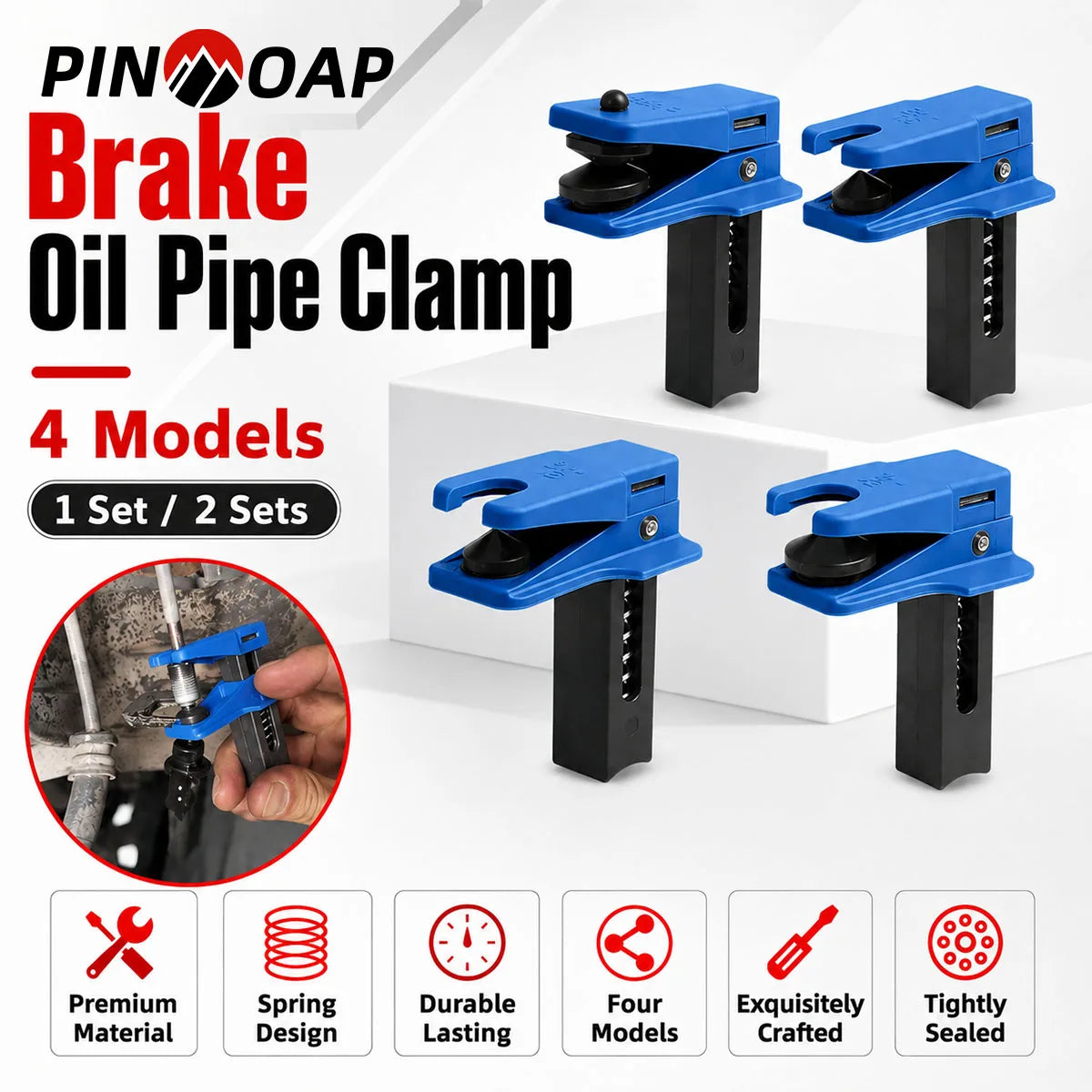 Universal Brake Hose Clamp and Oil Line Stopper Pinch-Off Pliers – Brake Line Tools – Fuel Fluid Pipe Leak Stop for Auto and Motorcycle – 1 Set or 2 Sets – from $15