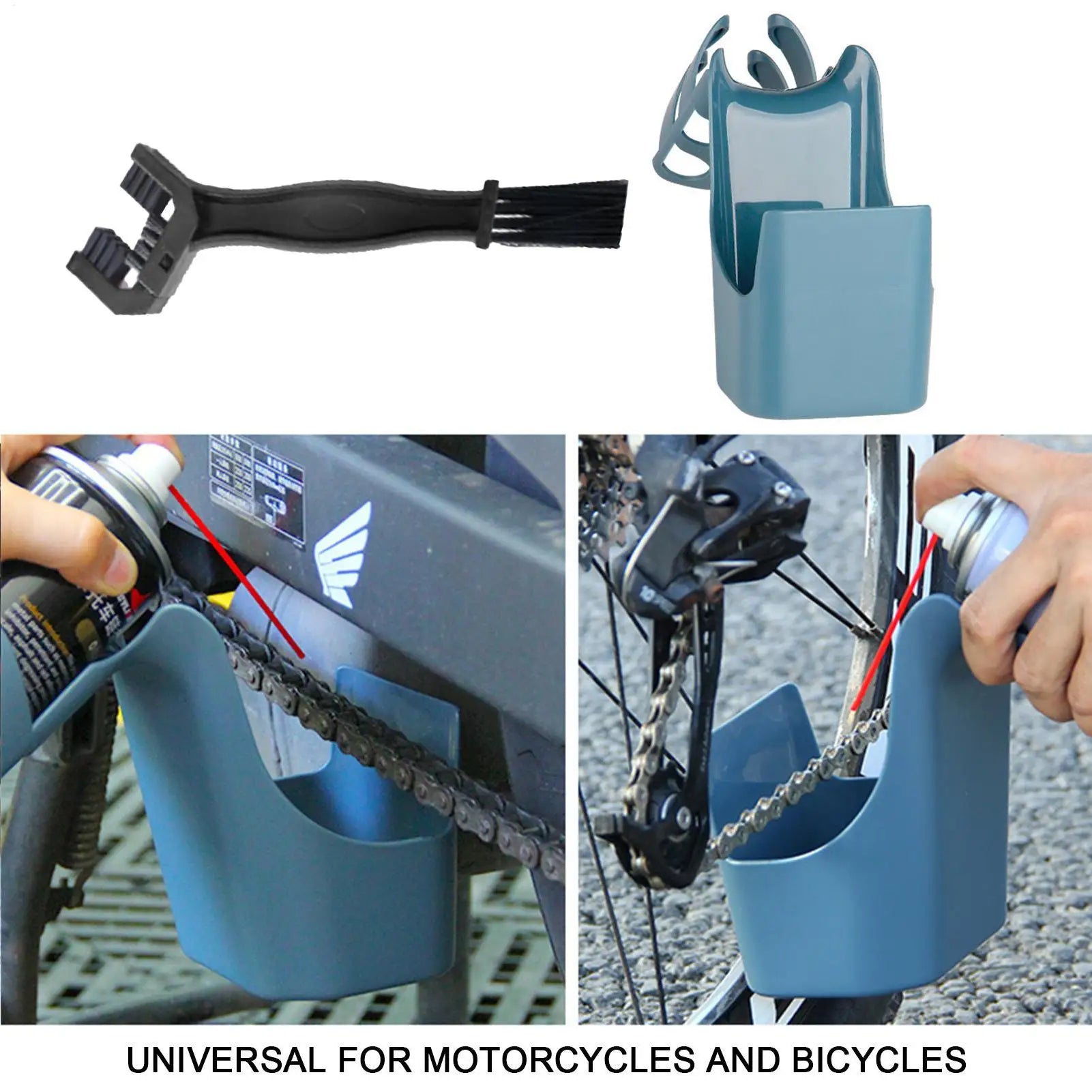 Motorcycle & Bicycle Chain Oil Storage Splash-Proof Tool Box with Brush – ABS Chain Scrubber & Dirt Cleaner Kit for Mountain Road Folding Bike – $10