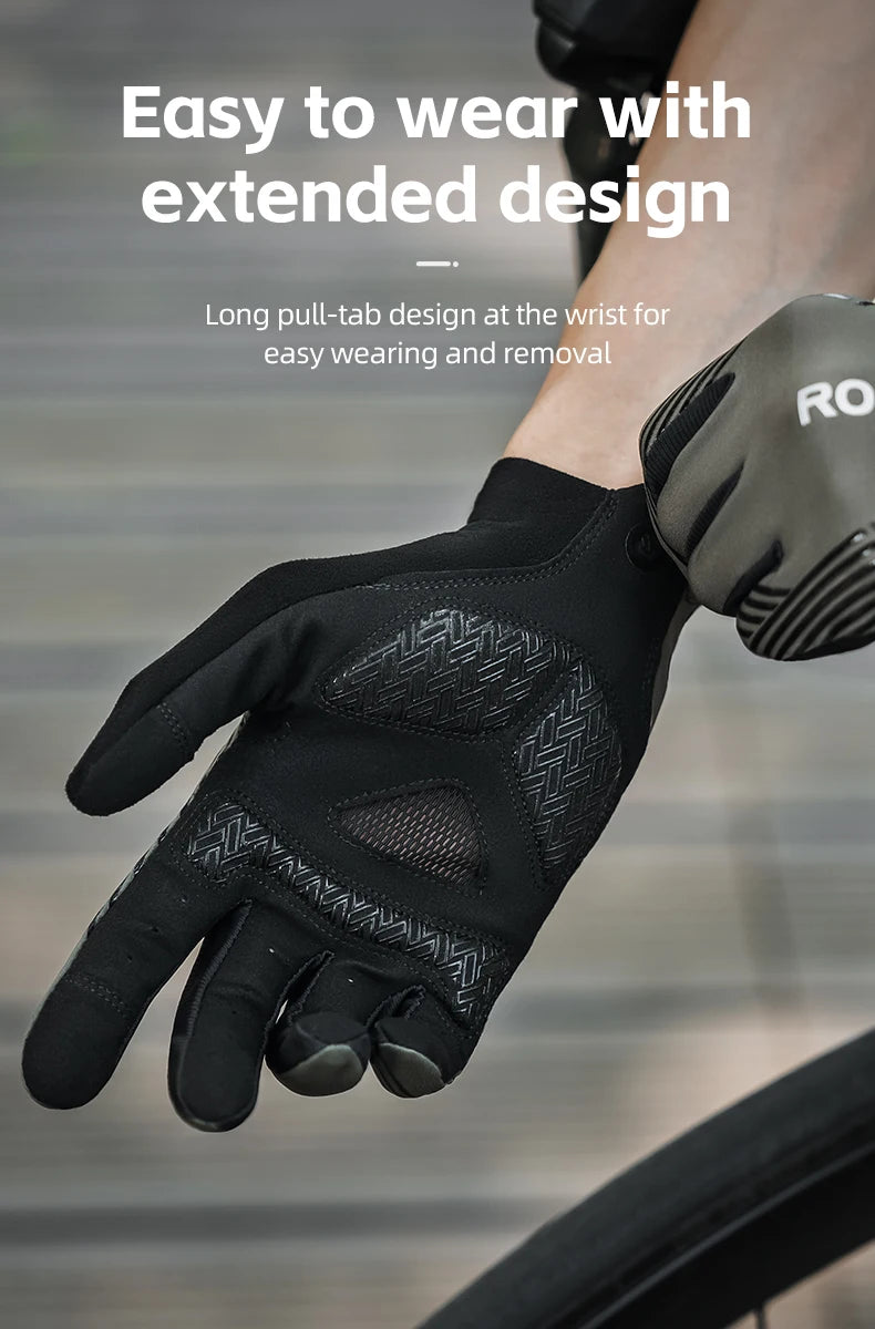 ROCKBROS Sports Cycling Gloves Breathable MTB Road Bike Non-slip Gloves Touch Screen Men Women Full Finger Motorcycle Gloves