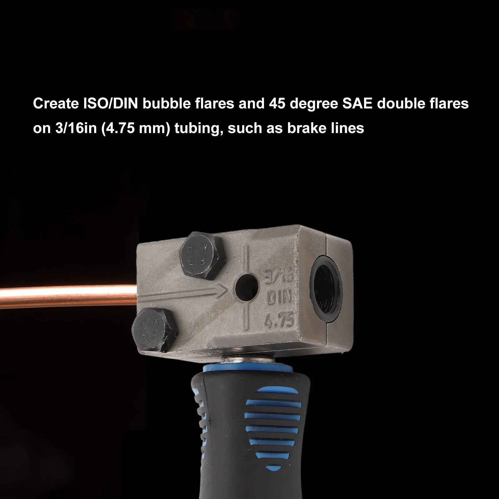 3/16" Double Flaring Tool – Brake Line Tools – Metal Handheld SAE 45° and DIN ISO Bubble Flare Tool for Motorcycle Automotive and Truck Brake Pipe – 482g – $40