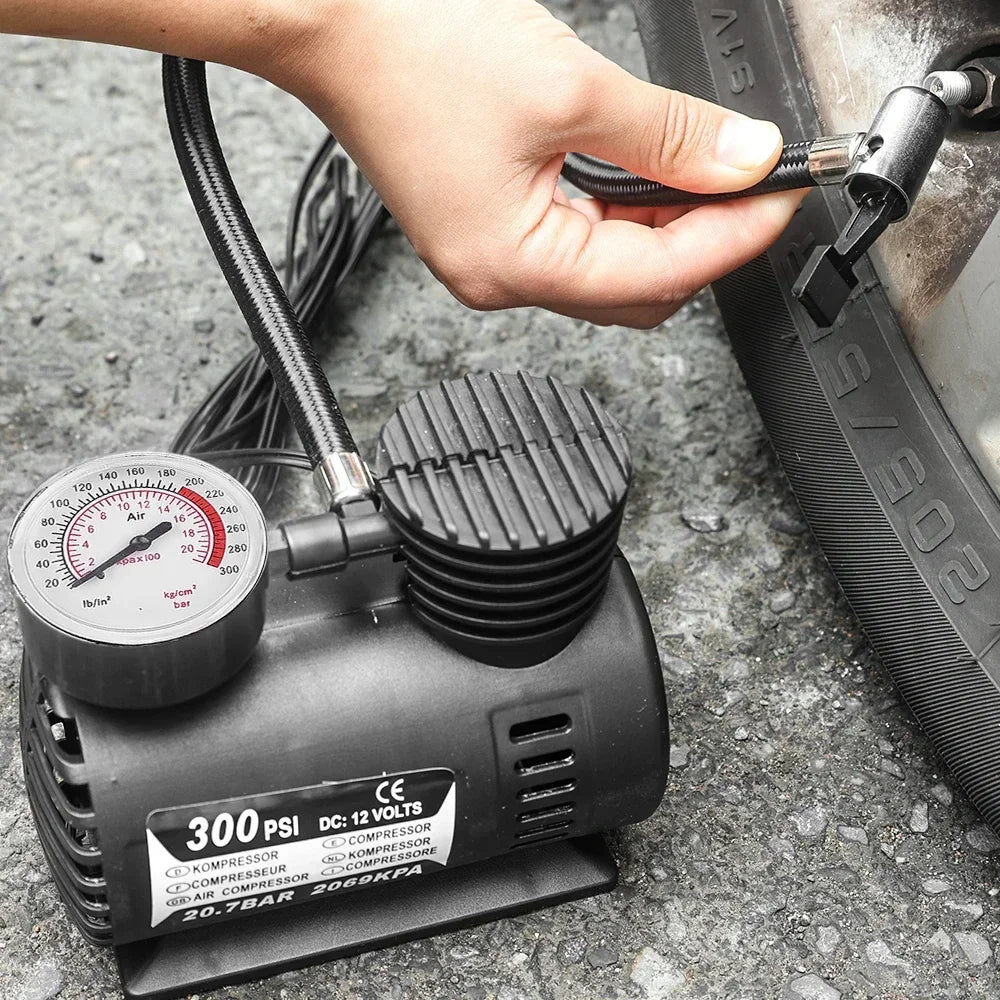 Portable Air Compressor – 300 PSI 12V Mini Tire Inflator