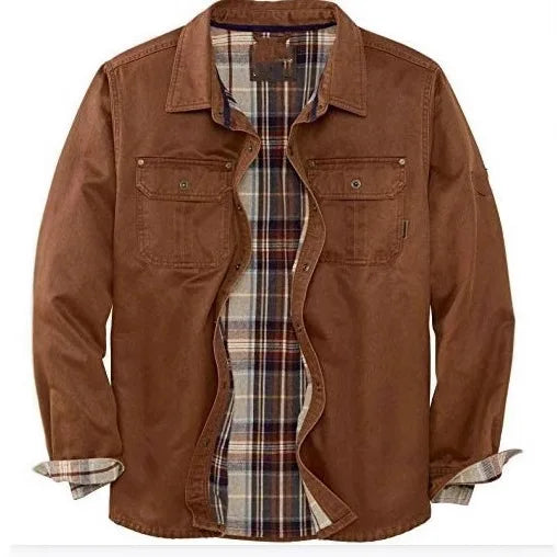 Retro Workwear Style Jacket with Multiple Pockets