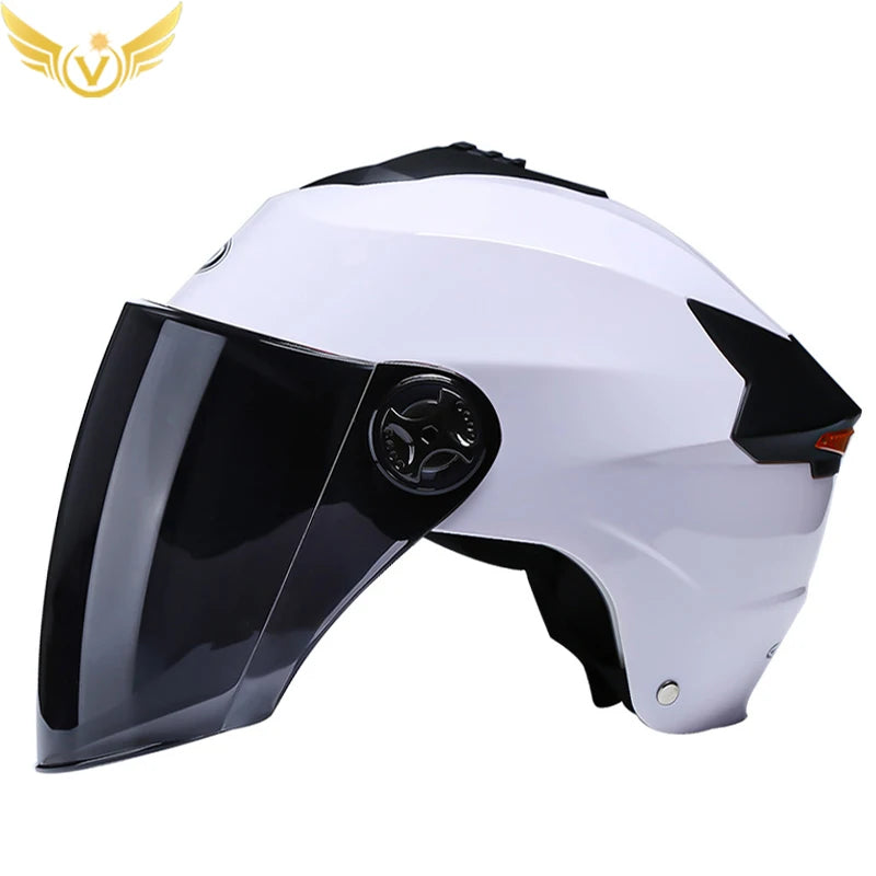 Half Helmets with Rechargeable Double Visor