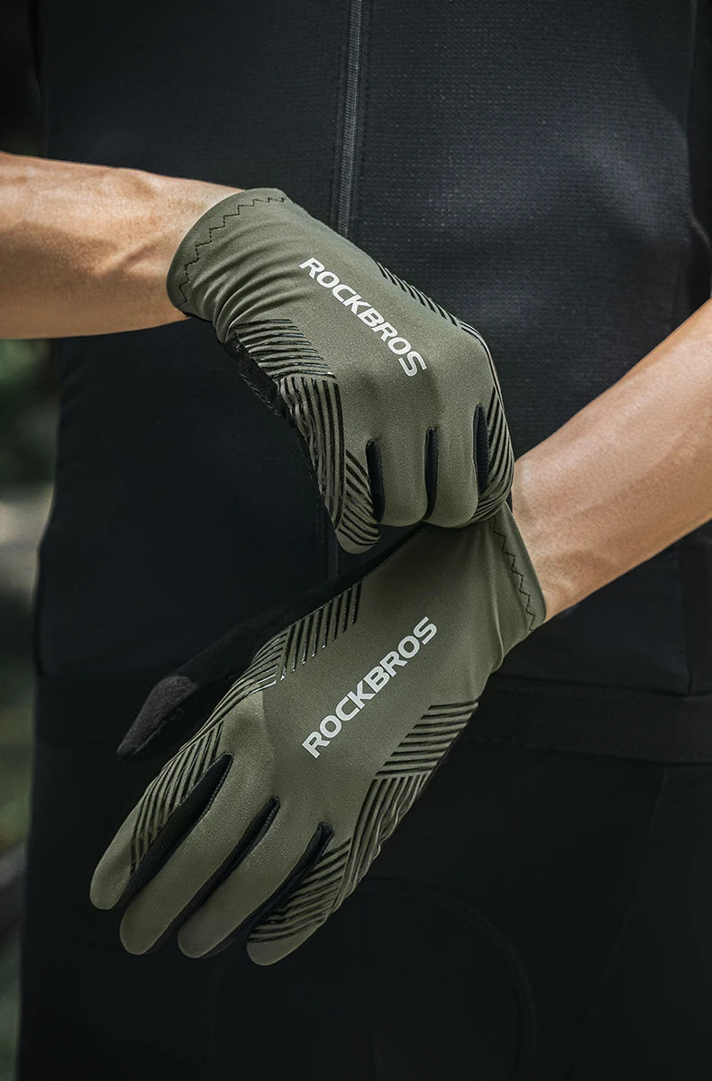 ROCKBROS Sports Cycling Gloves Breathable MTB Road Bike Non-slip Gloves Touch Screen Men Women Full Finger Motorcycle Gloves