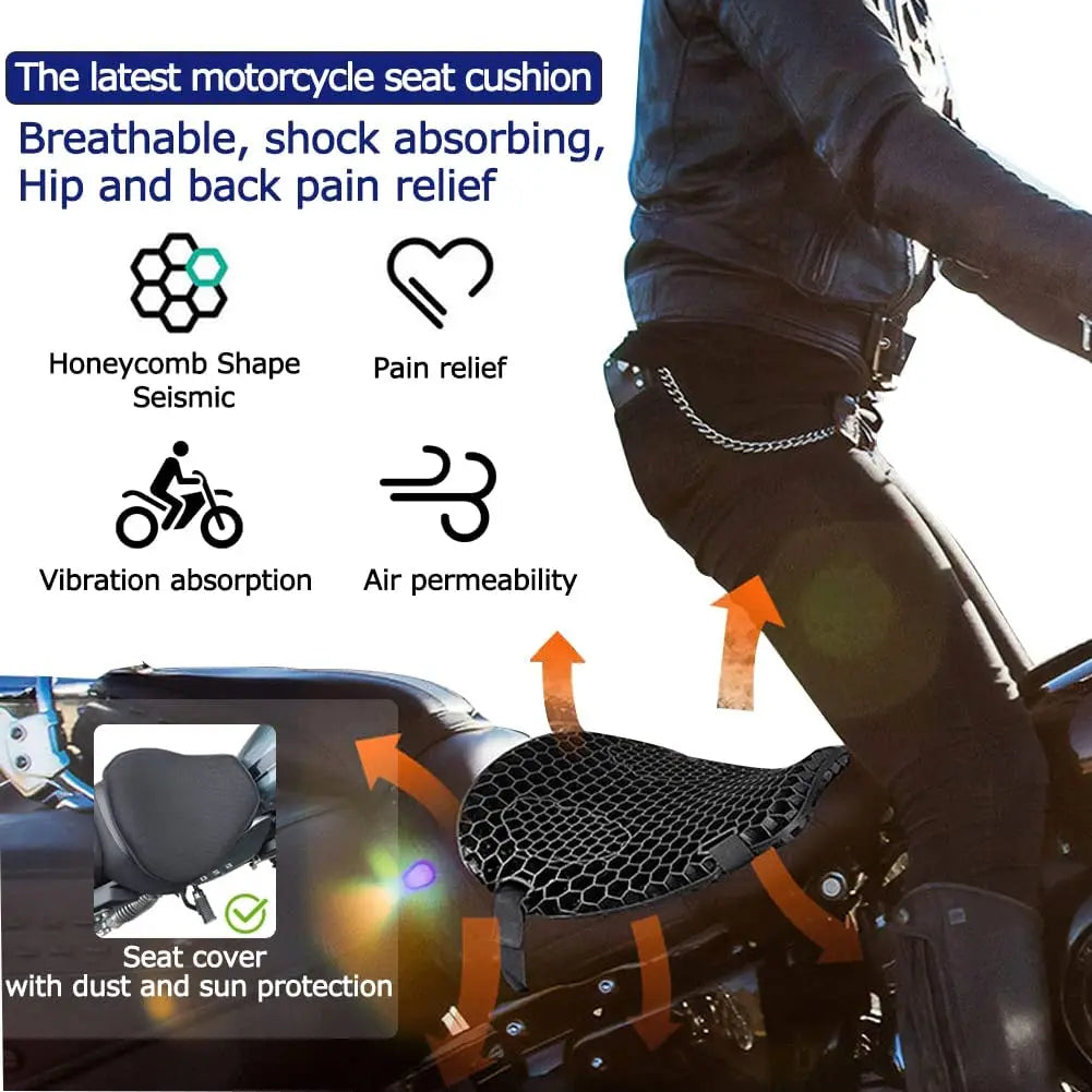 Motorcycle Seat Cushion Shock Absorption Decompression Gel Honeycomb 3D Comfortable Universal Motorcycle Seat Cushion