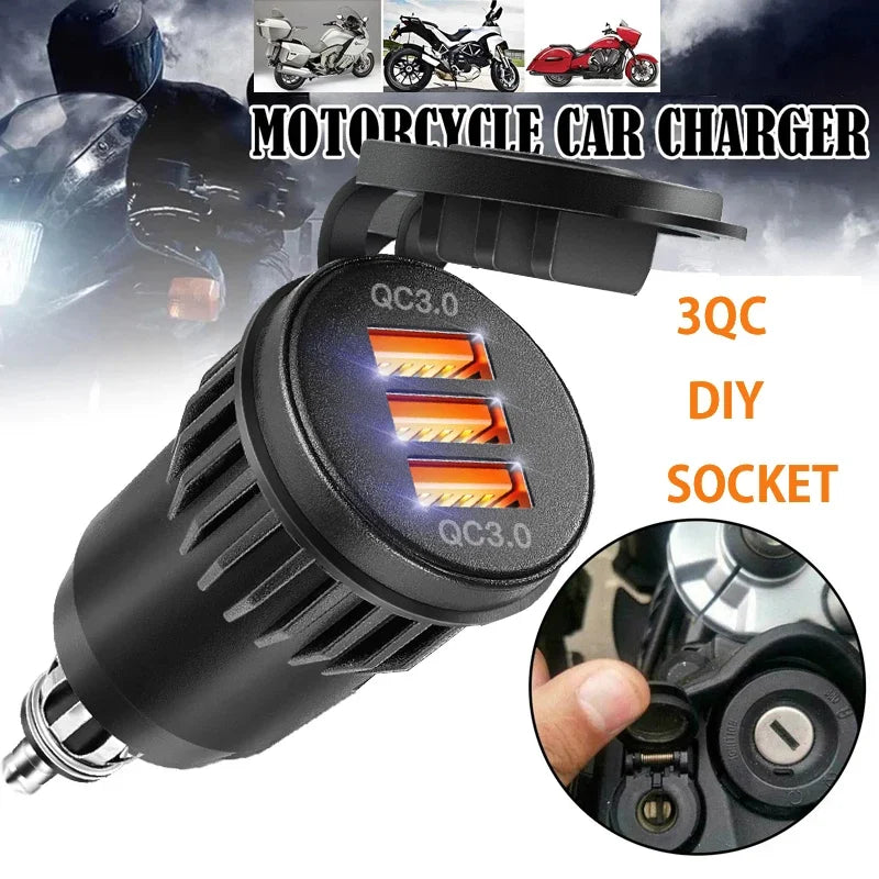 QC3.0 USB-C PD Motorcycle Fast Charger – Hella DIN Power Adapter for BMW R1250/R1300GS, Ducati & Triumph