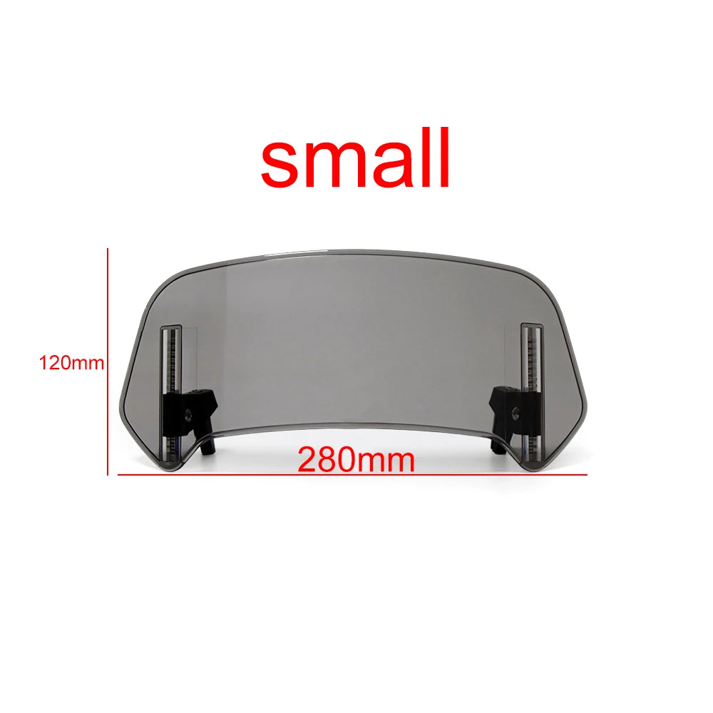 Universal Motorcycle Windshield Extension Adjustable Spoiler Clamp-On Windscreen Deflector Suitable for All Motorcycle Parts – SOYAVISION ABS 280mm 300mm 360mm Grey Clear No Drill