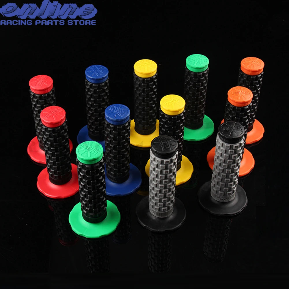 Pro Taper Motorcycle Handlebar Grips 7/8" 22mm 1-1/8" Double Color Rubber Tacky Gel Anti-Slip Universal Racing Grips for Dirt Bike ATV Motocross Scooter MTB – 6 Colors (1 Pair)