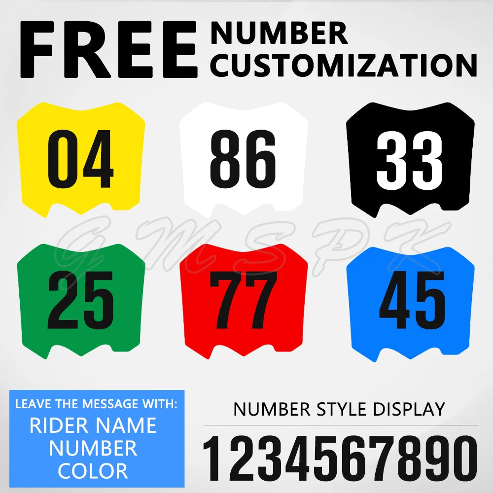 Motocross Team Graphics Background Decal Sticker Kits for Sur-Ron Storm Bee 2023–2024 – Custom Number & Name – PVC – 24 Styles – Glossy / 3D – $70–$92