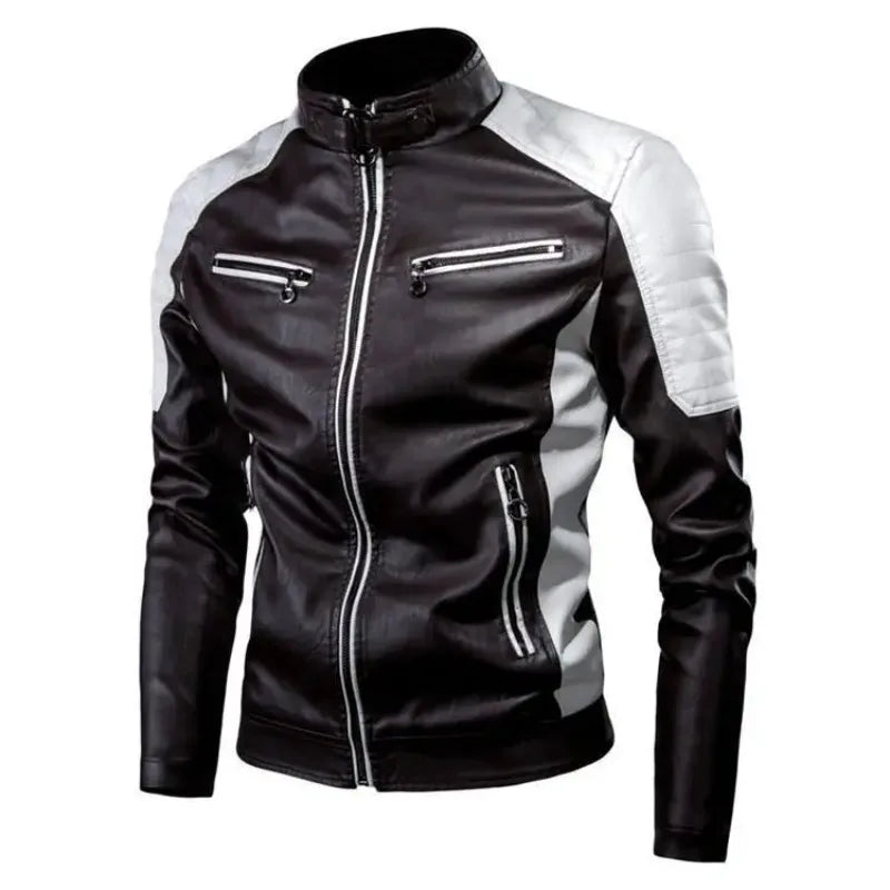 Motorcycle retro patch leather cool windproof jacket
