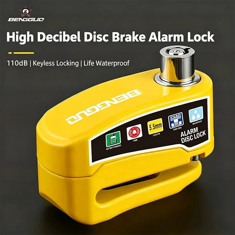 Motorcycle Alarm Disc Brake Lock One-Touch Fingerprint Unlock Anti-Theft Security Moto Wheel Disk Padlock Motorcycle Disc Lock – Vibration Alarm Aluminum Alloy Waterproof