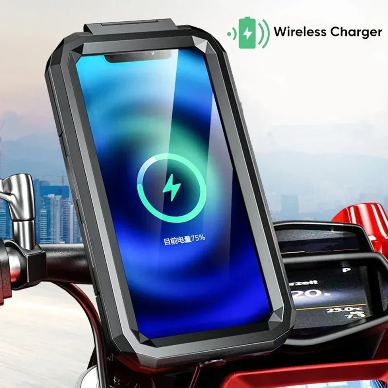 Motorcycle Wireless Charger Holder QC 3.0 Fast Charging Motorbike Phone Waterproof Cellphone Stand For iPhone 17 16 15 Samsung