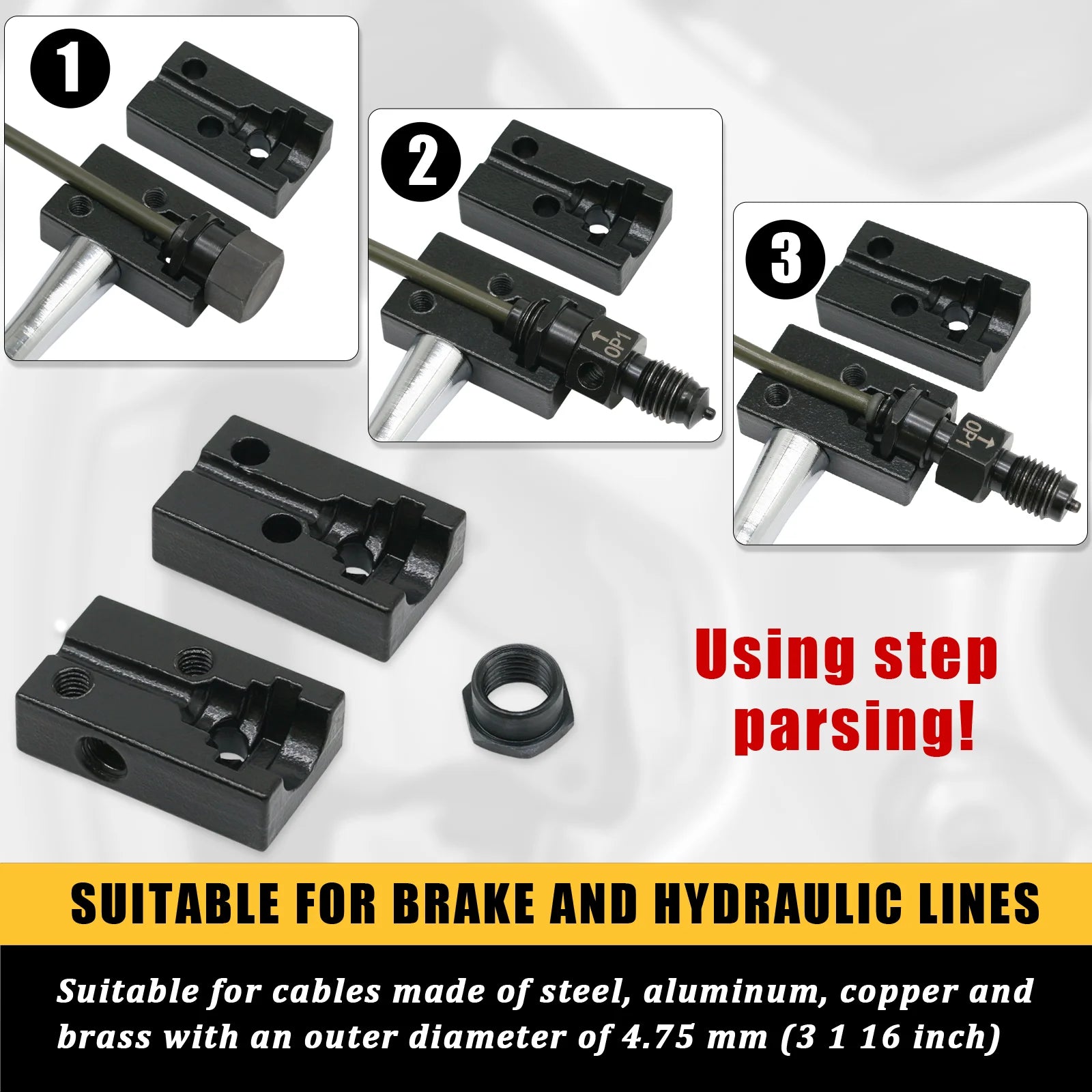 3/16" Brake Line Double Flaring Tool – Brake Line Tools – Handheld 45° SAE or DIN Double Flare Tool for Motorcycle Automotive and Truck Brake Line – 629g – $25
